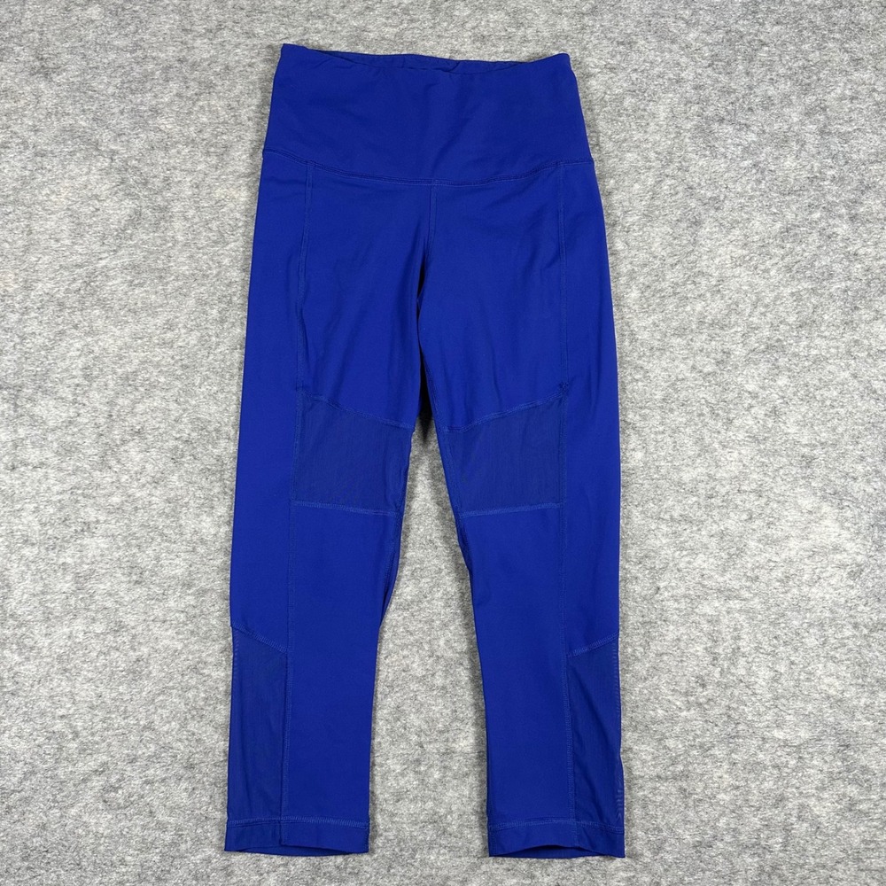 Reebok Womens Blue Speedwick Mesh Panel Athletic Cropped Leggings Size S
